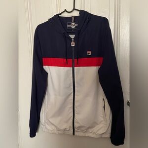 Fila Women's Blue, White, and Red Bomber Jacket